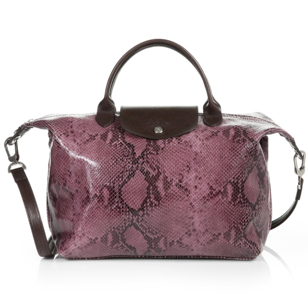 Le Pliage Python-Print Calfskin Bag (Longchamp)
